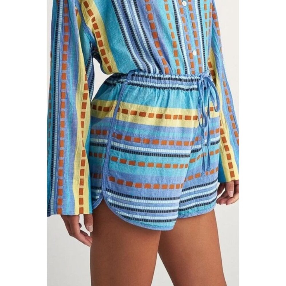 Pearl & Caviar Artsey Grecian Lagenlook Boho Striped Alonissos Shorts Size M NWT - Picture 11 of 11